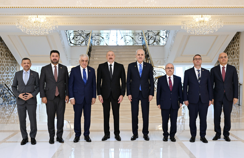 Prezident İlham Əliyev Türkiyə Böyük Millət Məclisi sədrinin rəhbərlik etdiyi nümayəndə heyətini qəbul edib